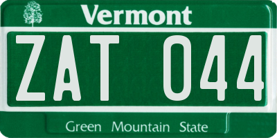 VT license plate ZAT044