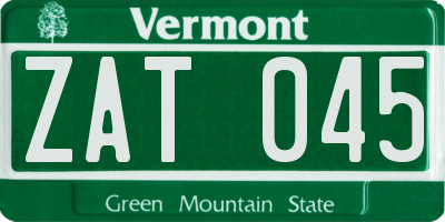 VT license plate ZAT045