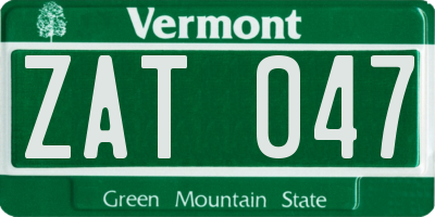 VT license plate ZAT047