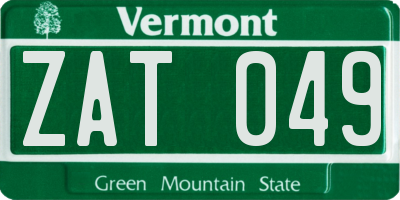 VT license plate ZAT049