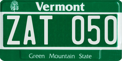 VT license plate ZAT050