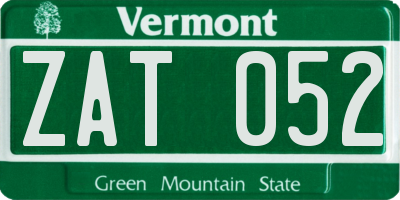 VT license plate ZAT052