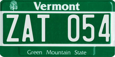 VT license plate ZAT054