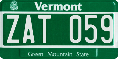 VT license plate ZAT059