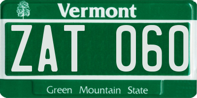 VT license plate ZAT060