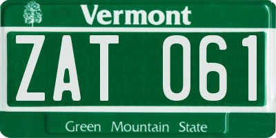 VT license plate ZAT061