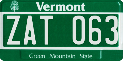 VT license plate ZAT063
