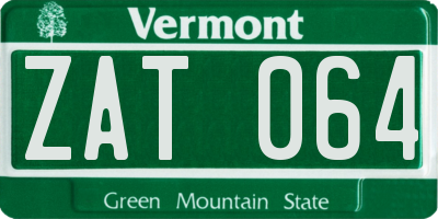 VT license plate ZAT064