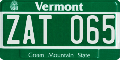 VT license plate ZAT065