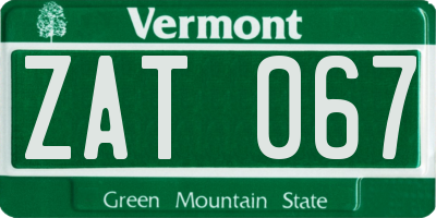 VT license plate ZAT067