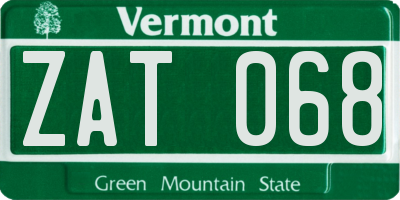 VT license plate ZAT068
