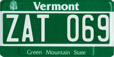 VT license plate ZAT069