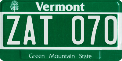 VT license plate ZAT070