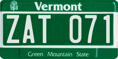 VT license plate ZAT071