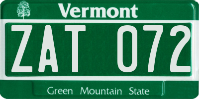 VT license plate ZAT072