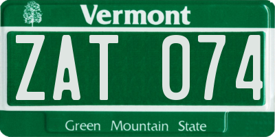 VT license plate ZAT074