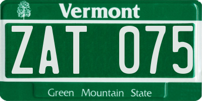 VT license plate ZAT075