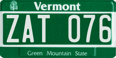 VT license plate ZAT076