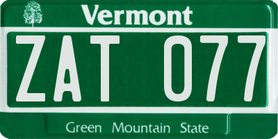 VT license plate ZAT077