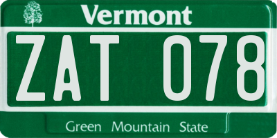 VT license plate ZAT078