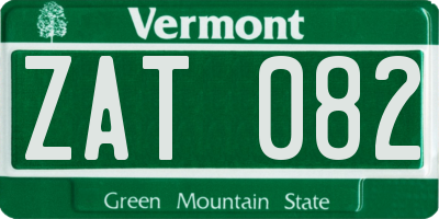 VT license plate ZAT082
