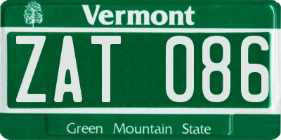 VT license plate ZAT086