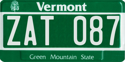 VT license plate ZAT087