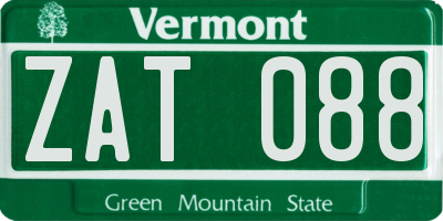 VT license plate ZAT088