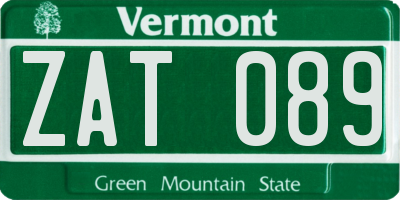 VT license plate ZAT089