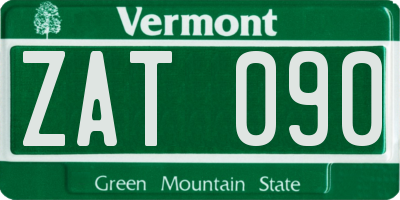 VT license plate ZAT090