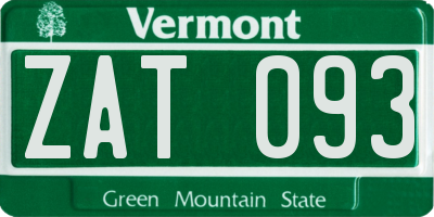 VT license plate ZAT093