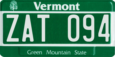 VT license plate ZAT094
