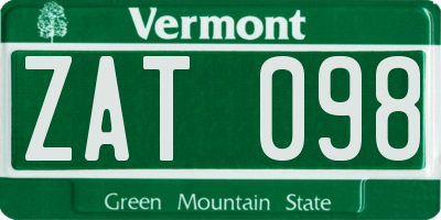 VT license plate ZAT098
