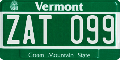 VT license plate ZAT099