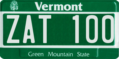 VT license plate ZAT100