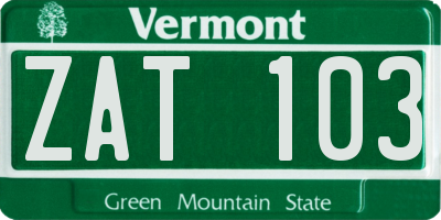 VT license plate ZAT103