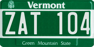 VT license plate ZAT104