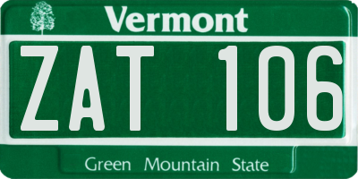 VT license plate ZAT106