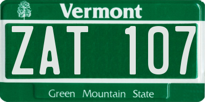 VT license plate ZAT107