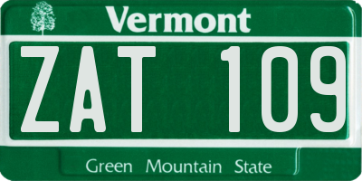 VT license plate ZAT109