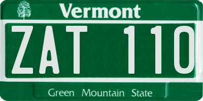 VT license plate ZAT110