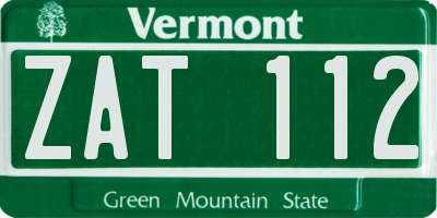 VT license plate ZAT112