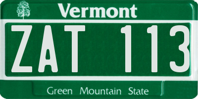 VT license plate ZAT113