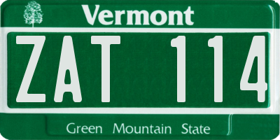 VT license plate ZAT114