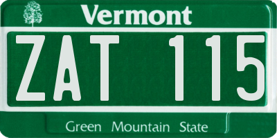 VT license plate ZAT115