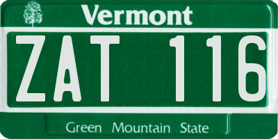 VT license plate ZAT116