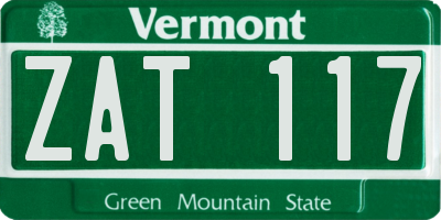 VT license plate ZAT117