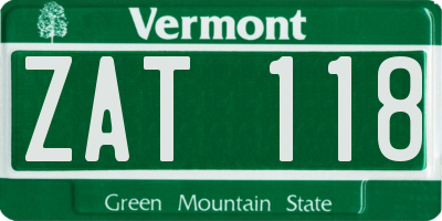 VT license plate ZAT118