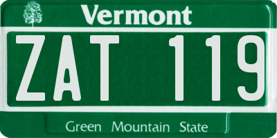 VT license plate ZAT119