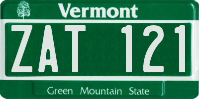 VT license plate ZAT121
